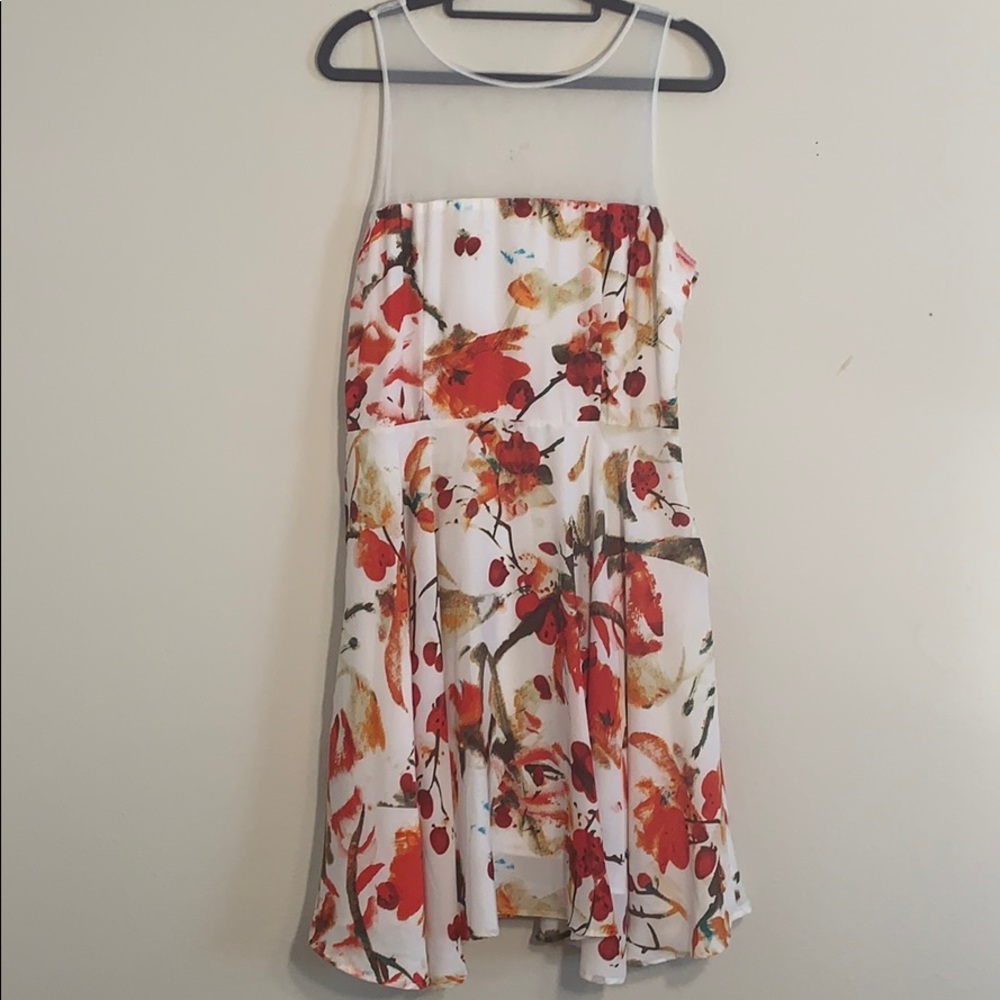 Multi color red and white floral dress